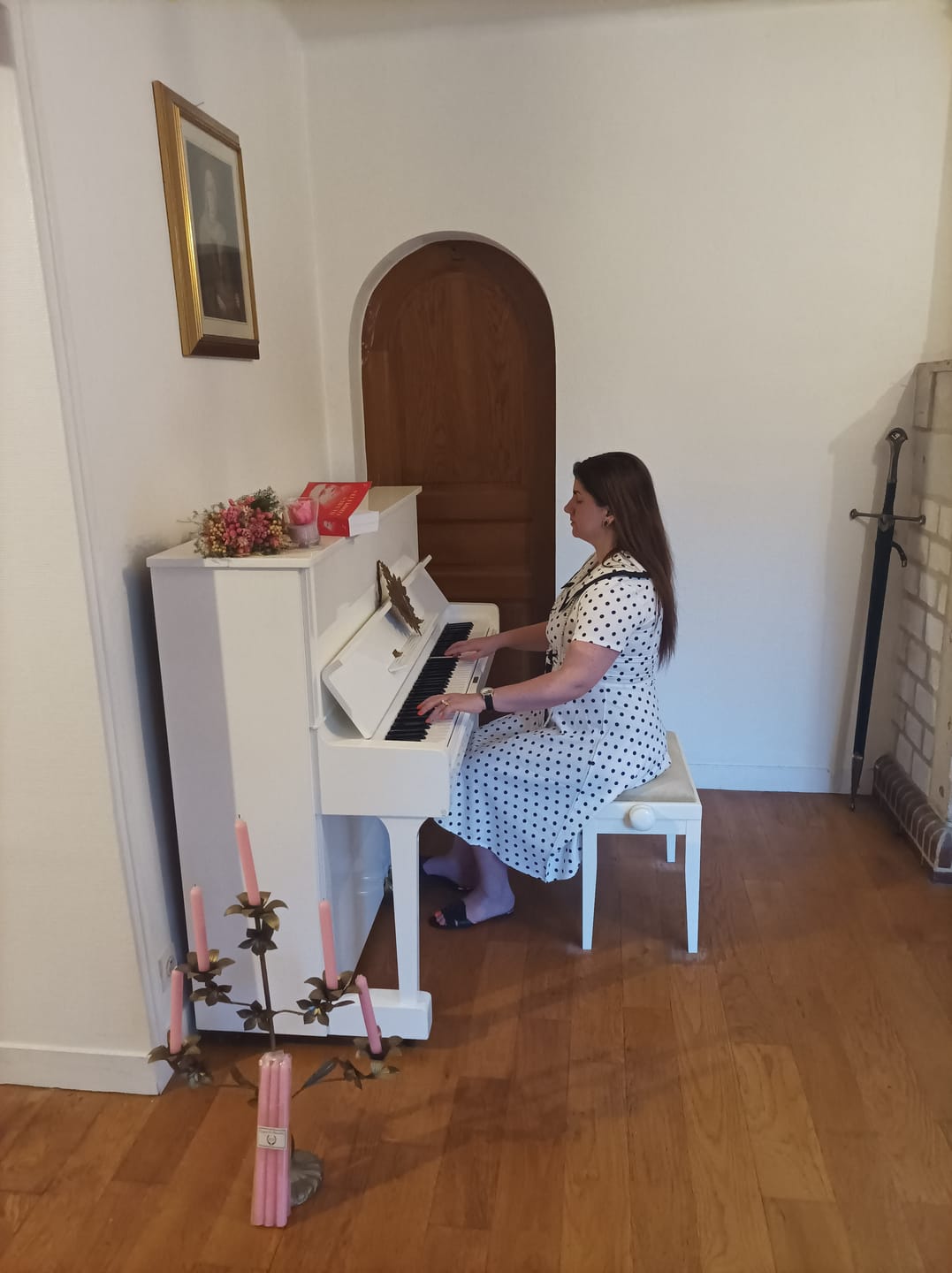 Customer photo review of Robe Vintage Col Rond Blanche Pois
