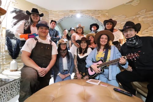 Customer photo review of Replay-able Cowboy Wild West Murder Mystery Dinner Game for Up to 20 Adults - Host Your Own Dinner Party Game Night - Cowboy & Wild West Theme - Cowboy Fancy Dress Dinner PartyV2