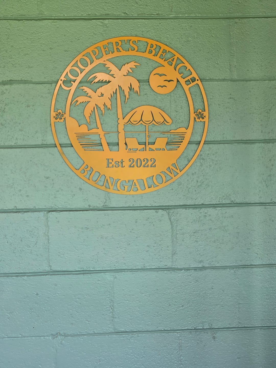 Customer photo review of Beach Palm Metal Sign