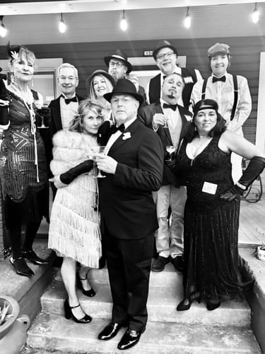 Customer photo review of Replay-able 1920s Murder Mystery Dinner Party Game for Up to 20 Adults - Host Your Own Dinner Party Game Night - 1920s Speakeasy Gatsby Theme - 1920s Fancy Dress Dinner Party(V2)