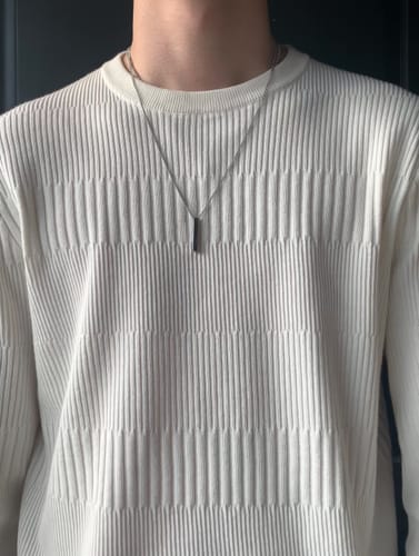 Customer photo review of Minimal Bar Necklace (V2) Silver