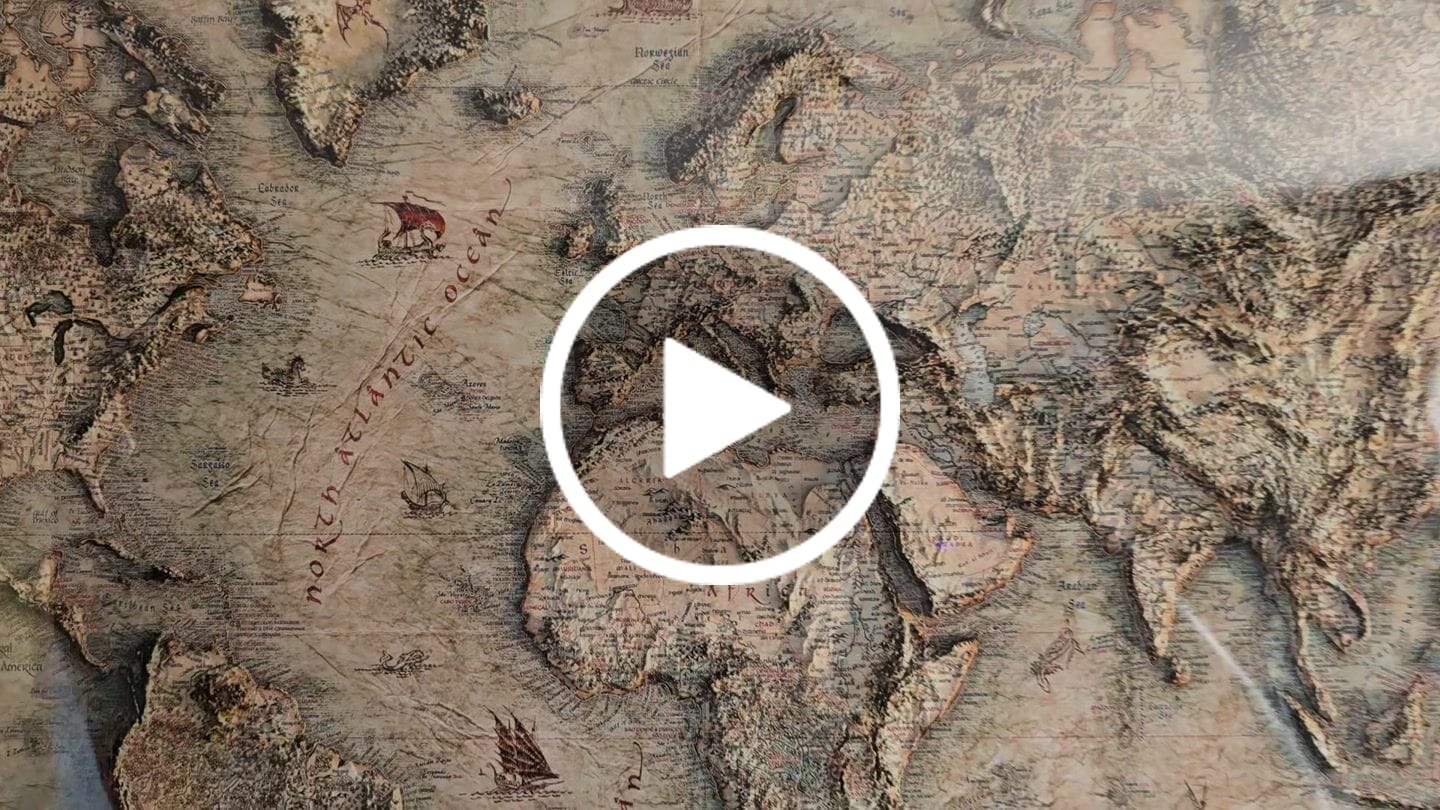 Customer video review of Old Lord of the Rings World Map by Ray&Co, 2022: Large Fantasy Middle Earth Chart, Modern Countries & Cities