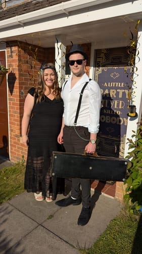 Customer photo review of Replay-able 1920s Murder Mystery Dinner Party Game for Up to 20 Adults - Host Your Own Dinner Party Game Night - 1920s Speakeasy Gatsby Theme - 1920s Fancy Dress Dinner Party(V2)