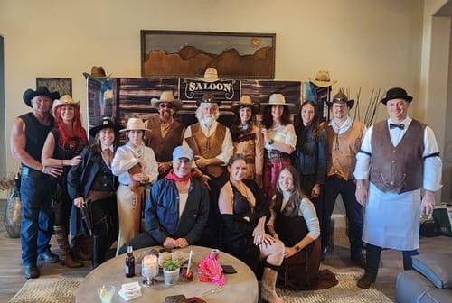 Customer photo review of Replay-able Cowboy Wild West Murder Mystery Dinner Game for Up to 20 Adults - Host Your Own Dinner Party Game Night - Cowboy & Wild West Theme - Cowboy Fancy Dress Dinner PartyV2