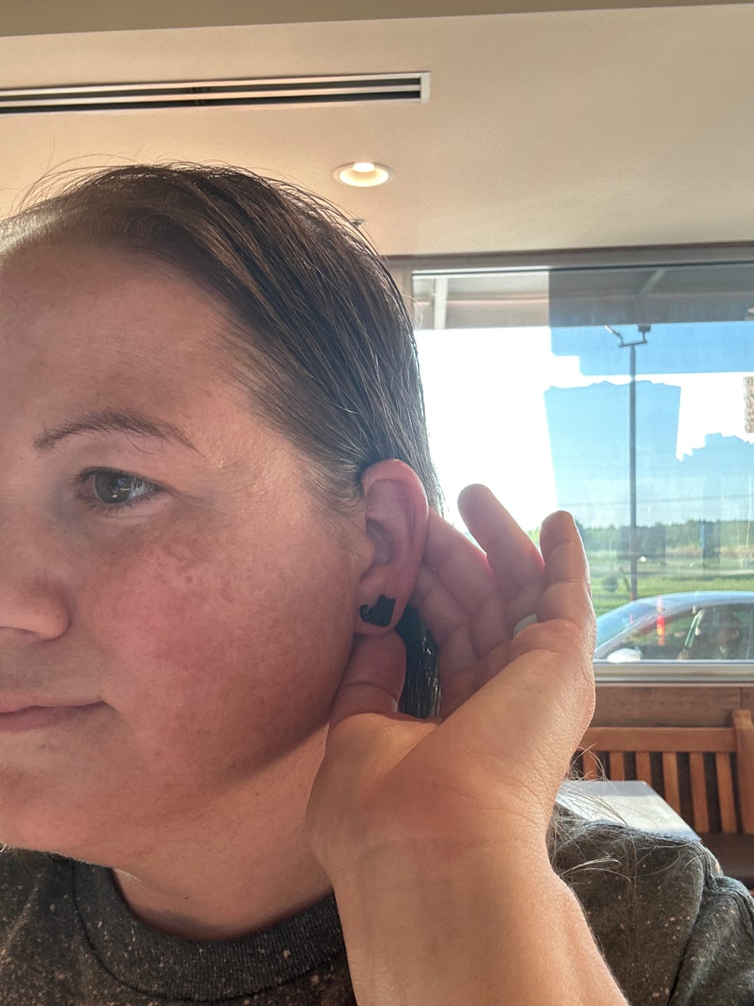 Customer photo review of Sitting Cat Studs Hypoallergenic Earrings for Sensitive Ears Made with Plastic Posts