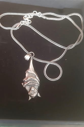 Customer photo review of Bat In The Nests Necklace