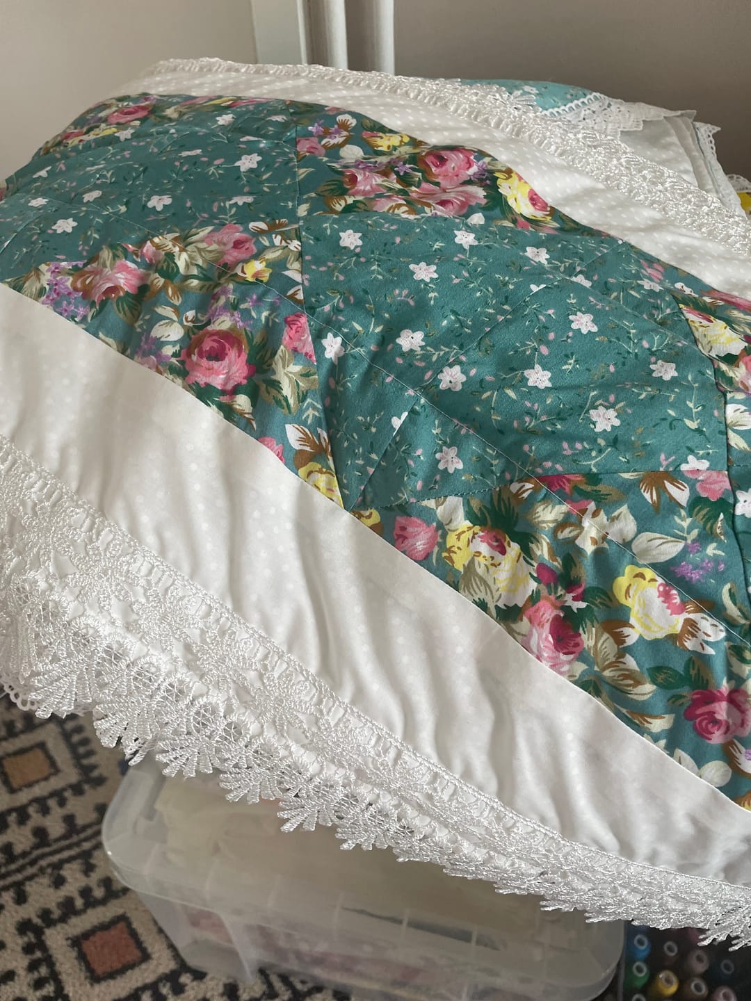 Customer photo review of Polka Dot Rose & Hubble Cotton Poplin Fabric