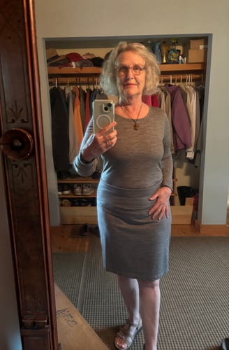 Customer photo review of Monroe Knee Length Skirt • Final Sale Deals! - Graphite Heather
