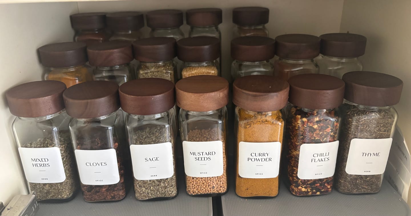 Customer photo review of White Waterproof Spice Labels 37 MM x 37 MM (35 Labels)