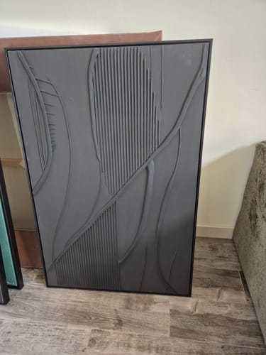 Customer photo review of Handmade Black Textured Painting – Minimalist 3D Canvas Art