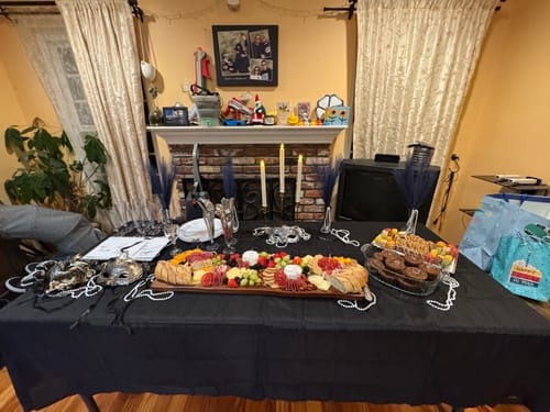 Customer photo review of Replay-able Masquerade Murder Mystery Dinner Party Game for Up to 20 Adults - Host Your Own Dinner Party Game Night - Masquerade Venetian Carnival Theme - Mardi Gras Fancy Dress Dinner Party V2