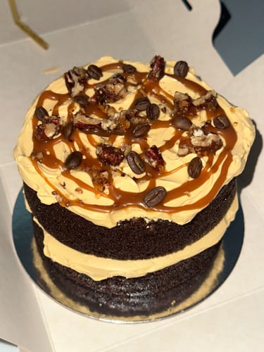 Customer photo review of Espresso Chocolate & Pecan Praline with Salted Caramel