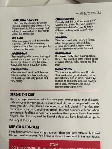 Customer photo review of Replay-able Wine Tasting Murder Mystery Dinner Party Game for Up to 20 Adults – Host Your Own Wine-Themed Game Night – Physical Kit