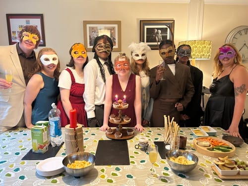 Customer photo review of Replay-able Masquerade Murder Mystery Dinner Party Game for Up to 20 Adults - Host Your Own Dinner Party Game Night - Masquerade Venetian Carnival Theme - Mardi Gras Fancy Dress Dinner Party V2