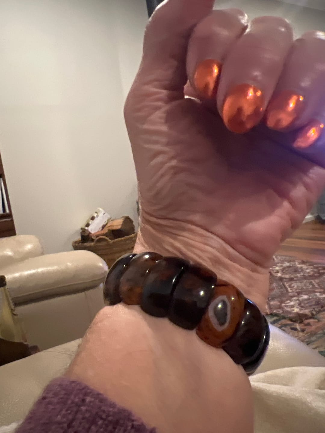 Customer photo review of Bohemian Onyx Elegance Stretch Apple Watch Strap
