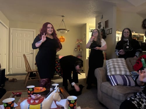 Customer photo review of Replay-able Haunted House Murder Mystery Dinner Party Game for Up to 20 Adults - Host A Halloween Dinner Party Game Night – Classic Monsters Fancy Dress Dinner PartyV2