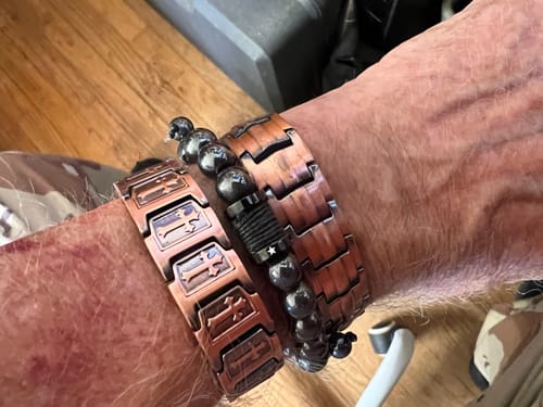 Customer photo review of Templar Cross Copper Magnetic Bracelet: Helps Pair Veterans With A Service Dog Or Shelter Dog
