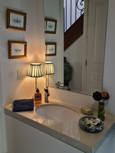 Customer photo review of Green Stripe Scallop Lamp Shade