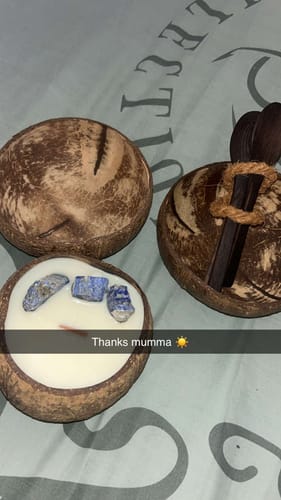 Customer photo review of Natural Coconut Bowls + 2 Spoon + 2 Fork set