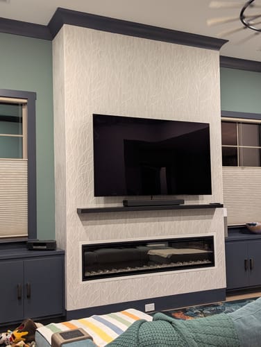 Customer photo review of Custom Metal Floating Mantel Shelf: Non-Combustible, 25+ Finishes, Any Size