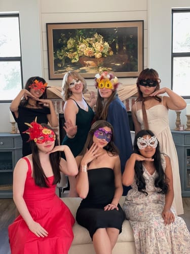 Customer photo review of Replay-able Masquerade Murder Mystery Dinner Party Game for Up to 20 Adults - Host Your Own Dinner Party Game Night - Masquerade Venetian Carnival Theme - Mardi Gras Fancy Dress Dinner Party V2