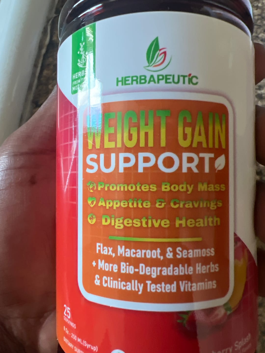 Customer photo review of Herbapeutic Weight Gain Syrup