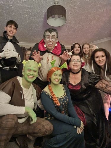 Customer photo review of Replay-able Haunted House Murder Mystery Dinner Party Game for Up to 20 Adults - Host A Halloween Dinner Party Game Night – Classic Monsters Fancy Dress Dinner PartyV2