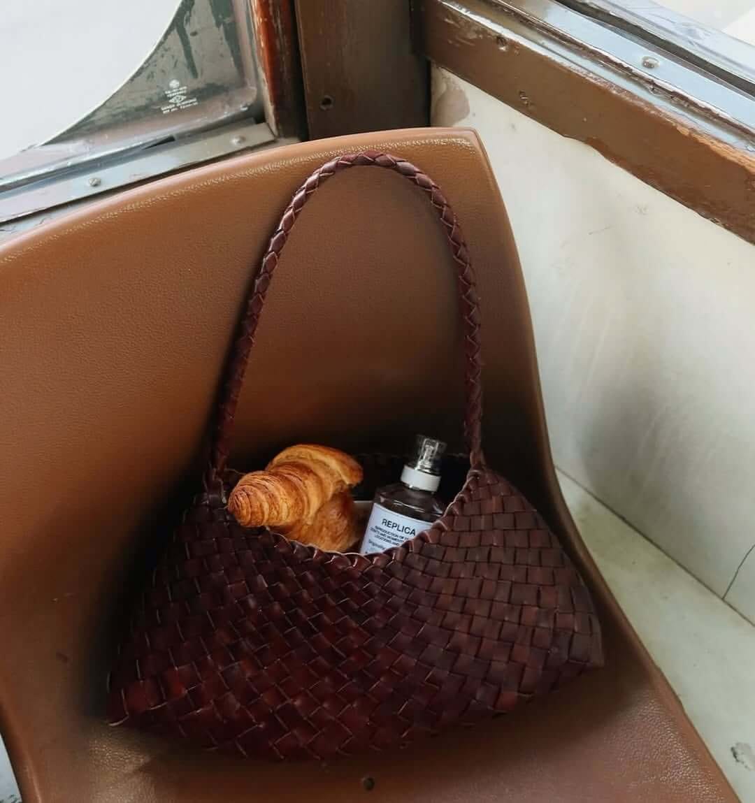 Customer photo review of Marissa Vegan Leather Woven Bag Small