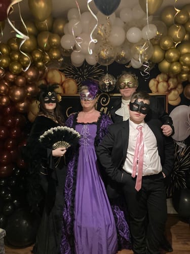 Customer photo review of Replay-able Masquerade Murder Mystery Dinner Party Game for Up to 20 Adults - Host Your Own Dinner Party Game Night - Masquerade Venetian Carnival Theme - Mardi Gras Fancy Dress Dinner Party V2