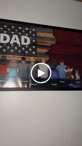 Customer video review of Dad Grandpa Papa Back View Sitting With Kids Half Nation Flag - Personalized Poster