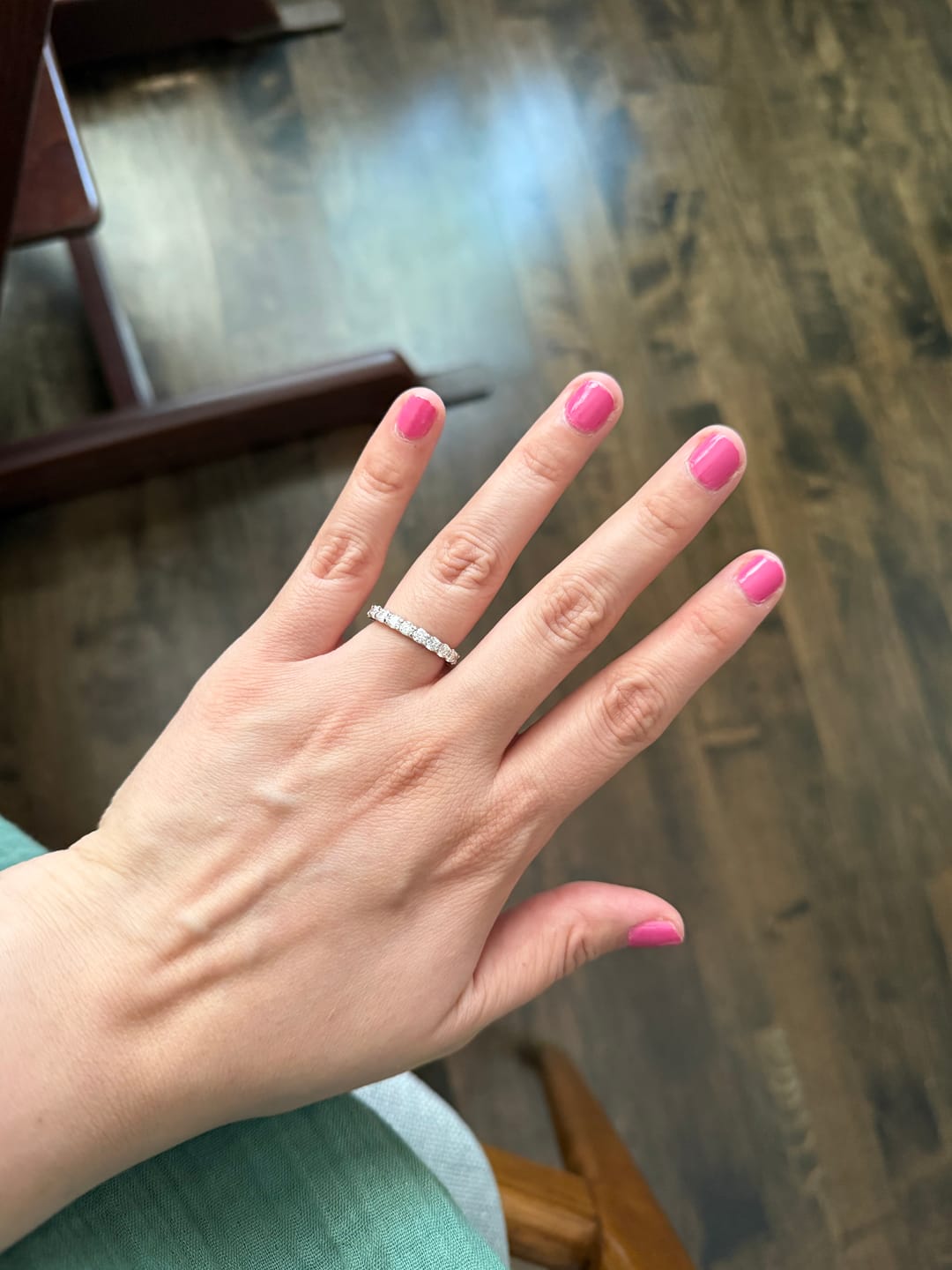 Customer photo review of 3mm Moissanite Eternity Ring