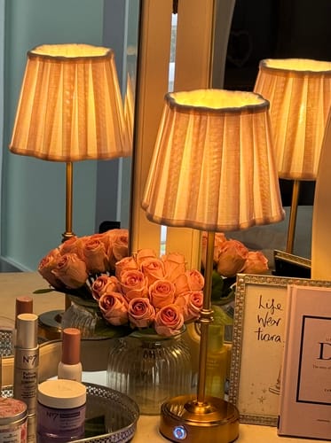 Customer photo review of Pink Stripe Scallop Lamp Shade
