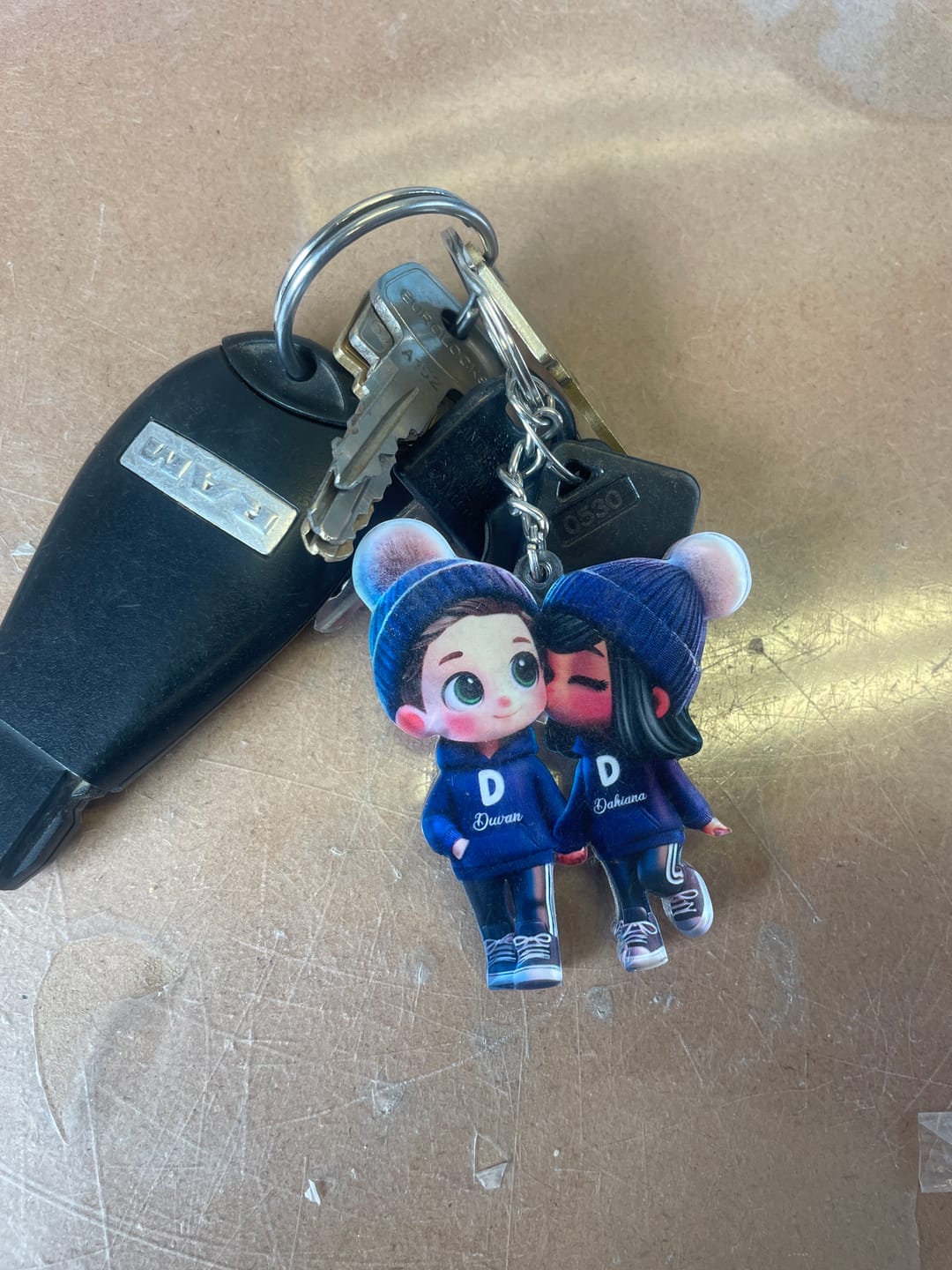 Customer photo review of Cute Cartoon Couple Walking Personalized Acrylic Keychain-Gift For Couple
