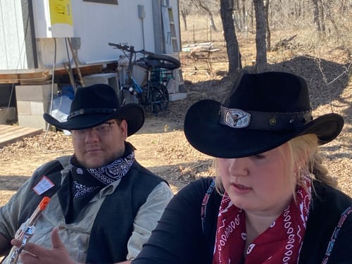 Customer photo review of Replay-able Cowboy Wild West Murder Mystery Dinner Game for Up to 20 Adults - Host Your Own Dinner Party Game Night - Cowboy & Wild West Theme - Cowboy Fancy Dress Dinner PartyV2