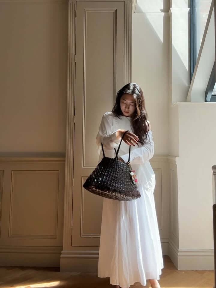 Customer photo review of Madeleine Vegan Leather Woven Bag Medium
