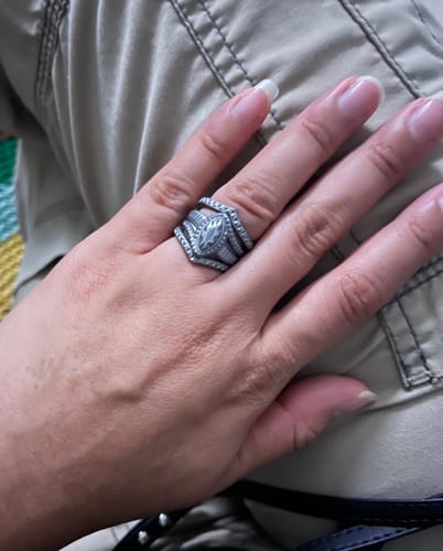 Customer photo review of Silicone Rings for Women - Marquise with 2 Stackable Rings