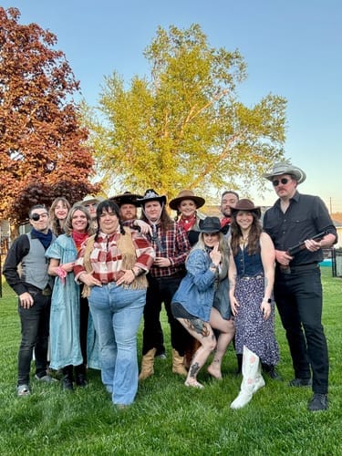 Customer photo review of Replay-able Cowboy Wild West Murder Mystery Dinner Game for Up to 20 Adults - Host Your Own Dinner Party Game Night - Cowboy & Wild West Theme - Cowboy Fancy Dress Dinner PartyV2