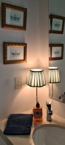 Customer photo review of Green Stripe Scallop Lamp Shade