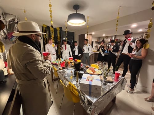 Customer photo review of Replay-able 1920s Murder Mystery Dinner Party Game for Up to 20 Adults - Host Your Own Dinner Party Game Night - 1920s Speakeasy Gatsby Theme - 1920s Fancy Dress Dinner Party(V2)