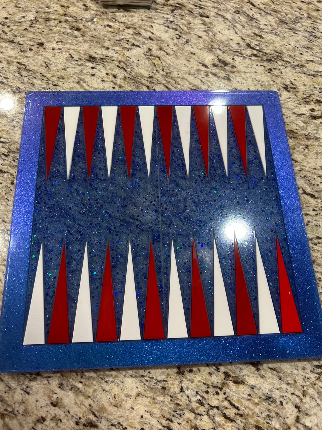 Customer photo review of 14x14x0.5" Medium Backgammon Board With Pieces Silicone Mold