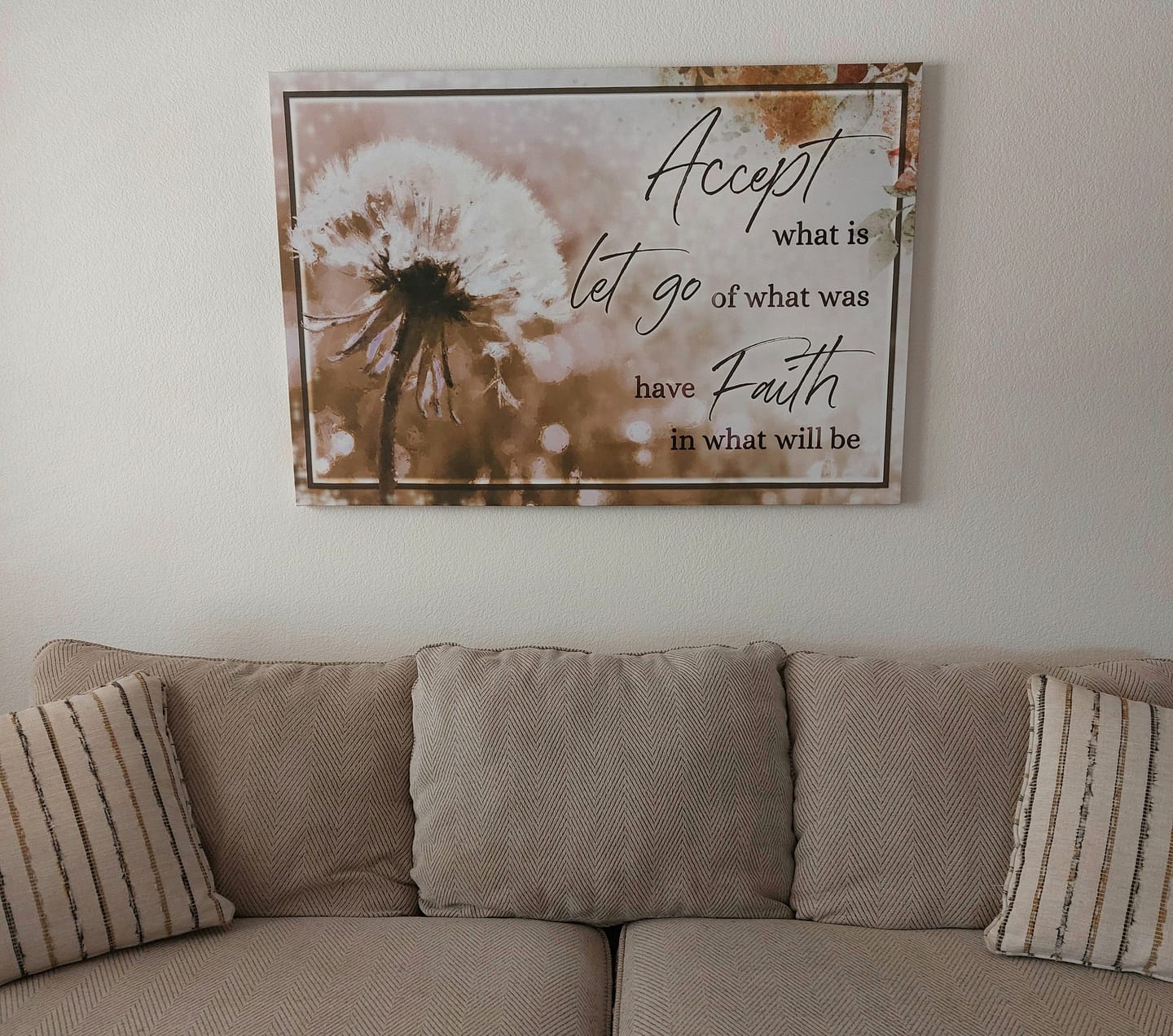 Customer photo review of Accept What Is Let Go Of What Was Wall Art Canvas