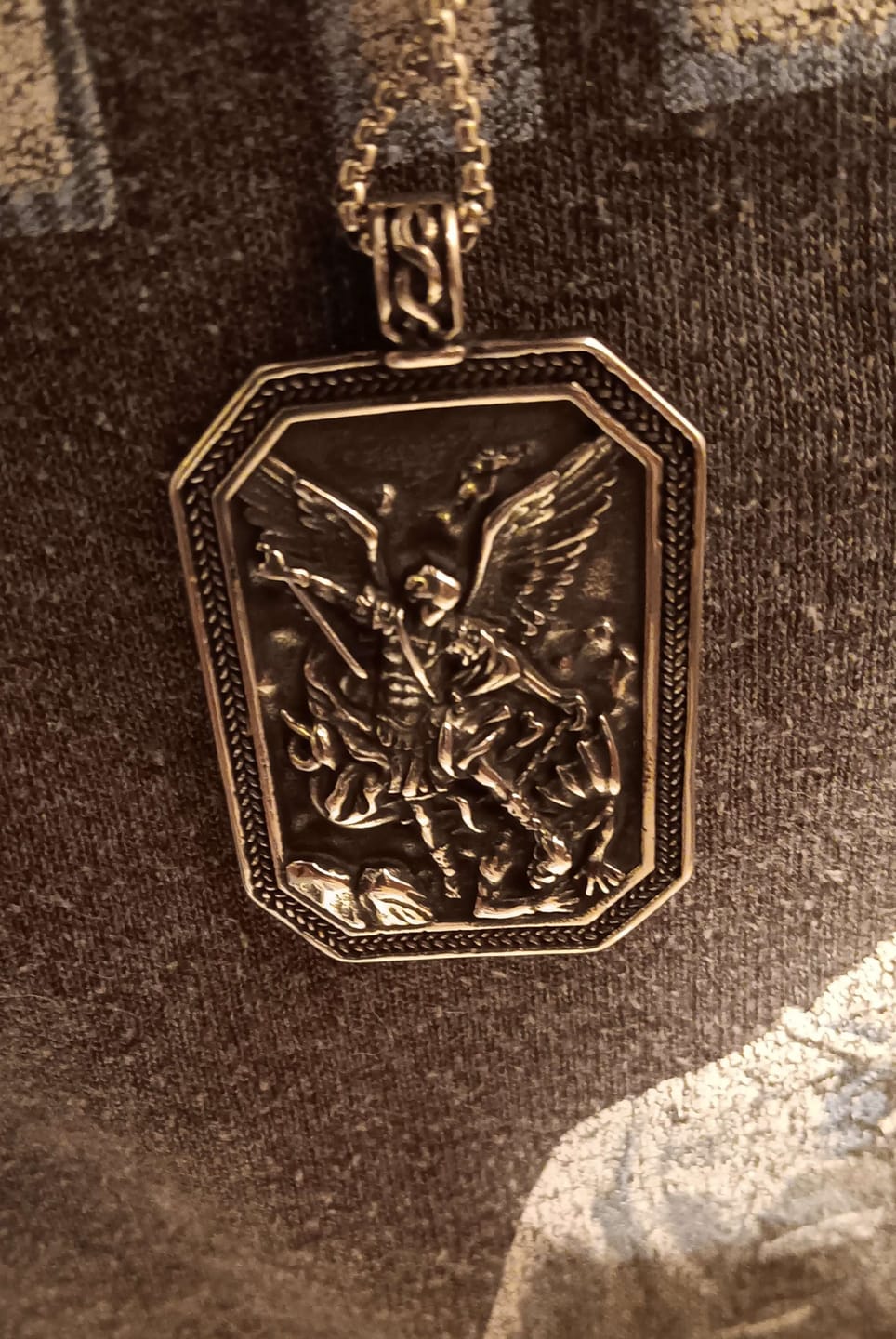 Customer photo review of FREE Today: Classic Style St. Michael the Archangel Protection Stainless Steel Pendant Necklace