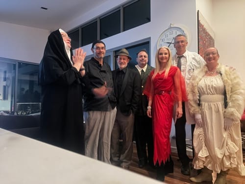 Customer photo review of Replay-able Wine Tasting Murder Mystery Dinner Party Game for Up to 20 Adults – Host Your Own Wine-Themed Game Night – Physical Kit
