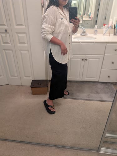 Customer photo review of LILY Old Money Striped Casual White Shirt