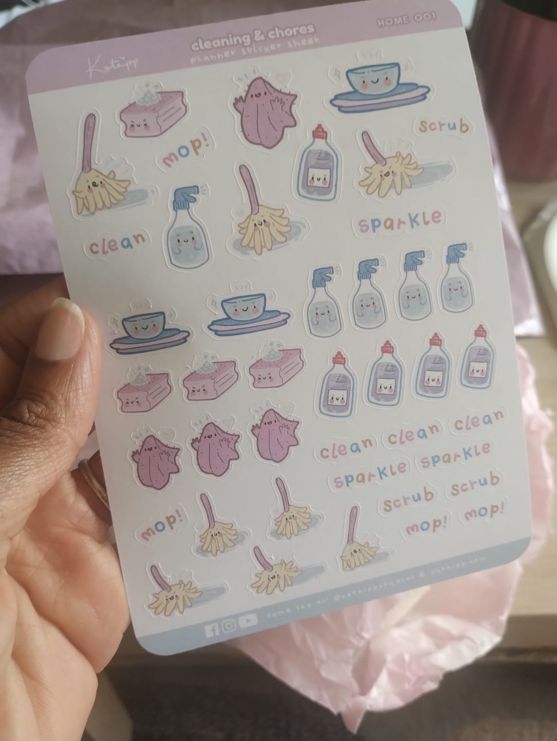 Customer photo review of Cleaning & Chores Sticker Sheet | Kawaii Home Cleaning Stickers | A6 Pastel Organiser Stickers | HOME 001