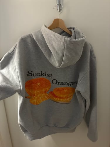 Customer photo review of sunkist oranges grey hoodie
