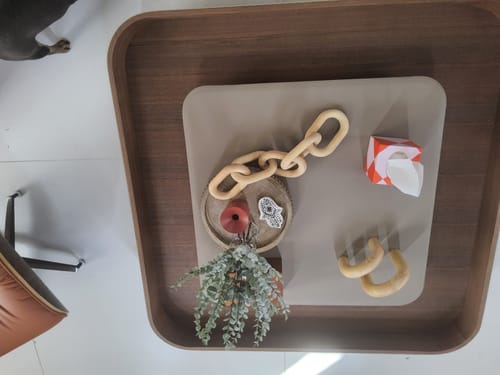 Customer photo review of Saddle Leather Veneer Coffee Table MLL-D129