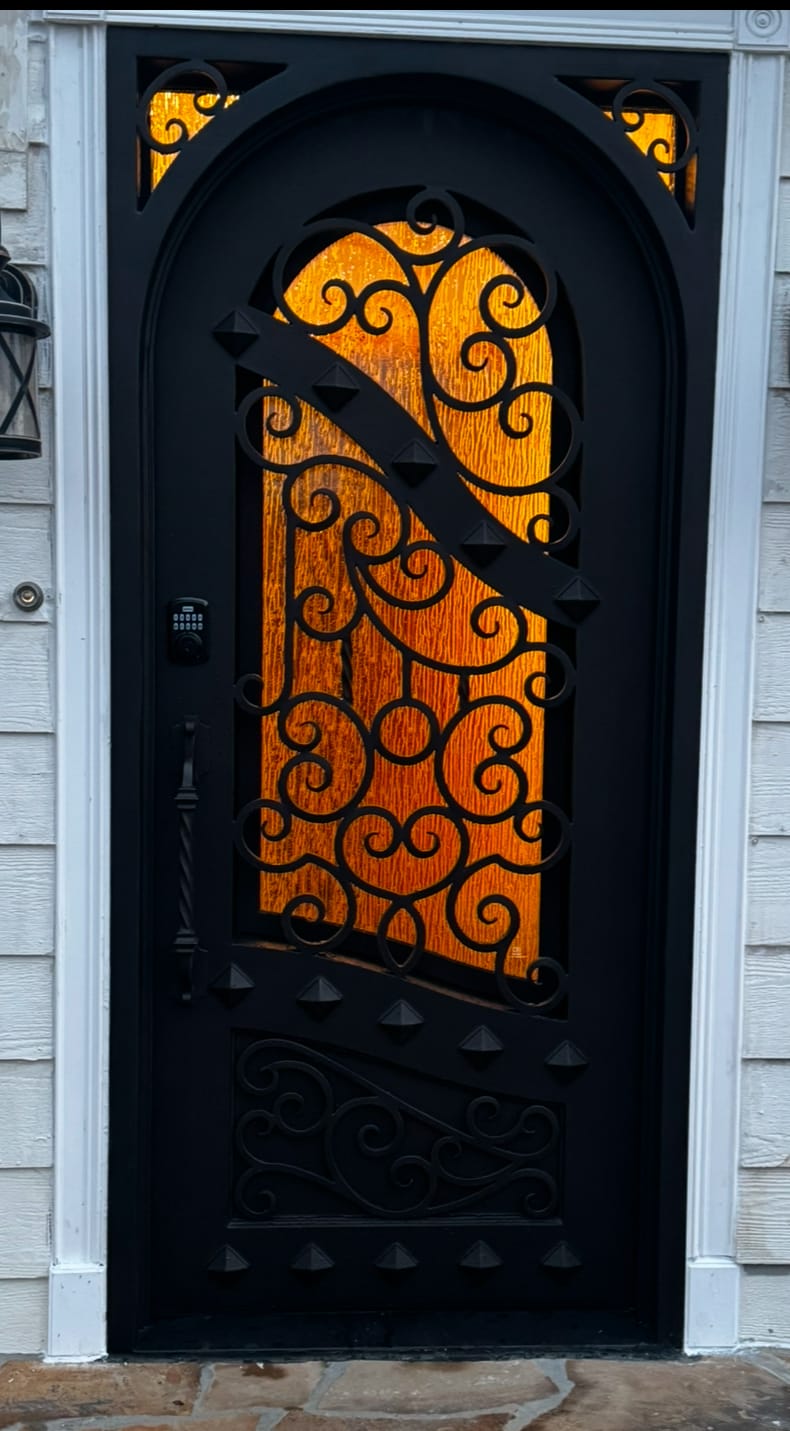 Customer photo review of Canton Model Pre Hung Single Front Entry Wrought Iron Door With Rain Glass