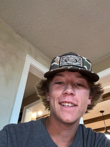 Customer photo review of Lazy J Ranch Black Skull & Flowers Classic Five Panel Trucker Hat