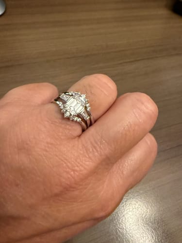 Customer photo review of 3-Stone Wishbone 7-Stone 2.1ct CZ Ring Set in Sterling Silver